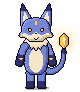 Lantern Fox at its final stage with a glowing crystal lantern